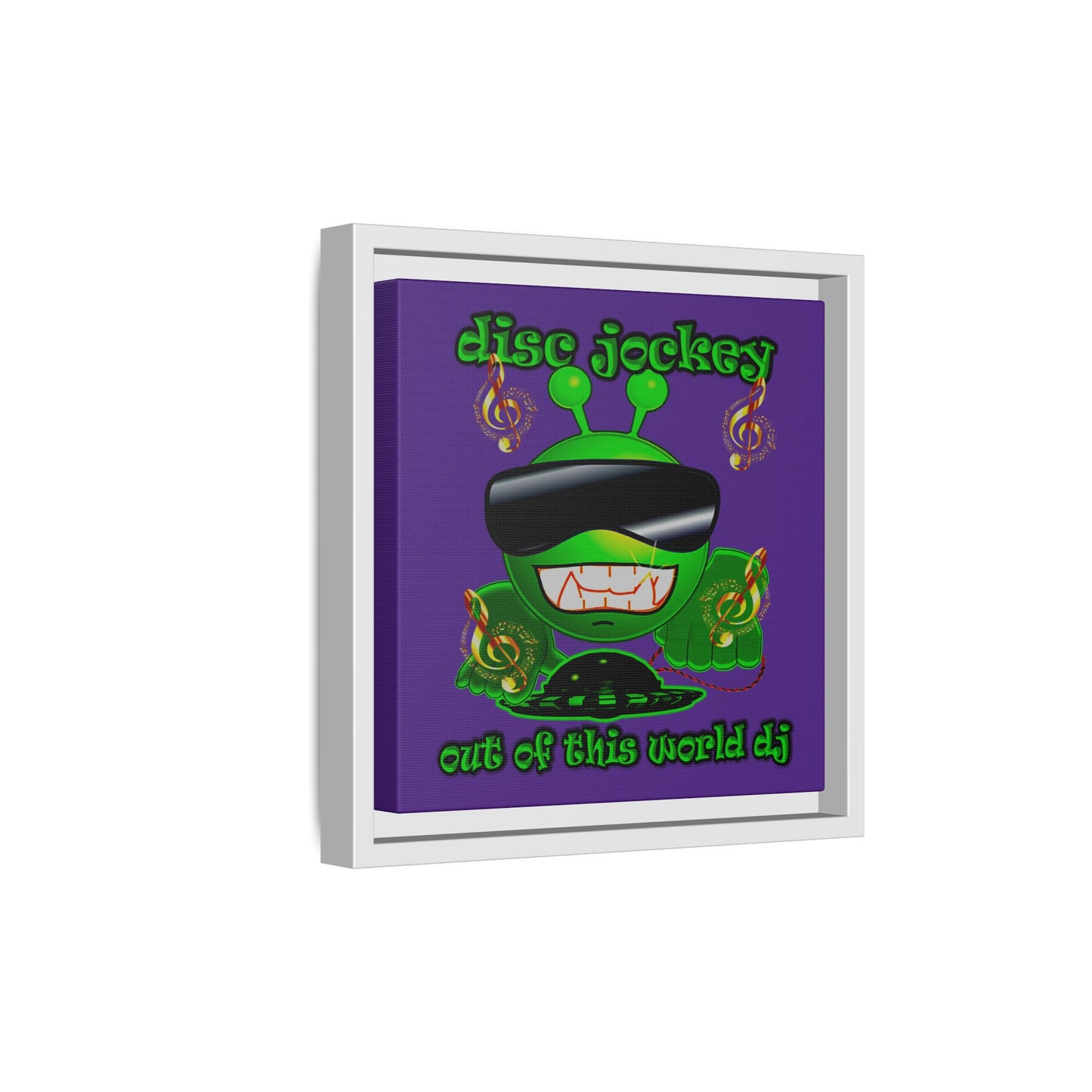 disc jockey - framed canvas art (purple)