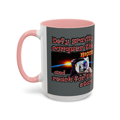 defy conquer reach - Accent Mug (dark grey)