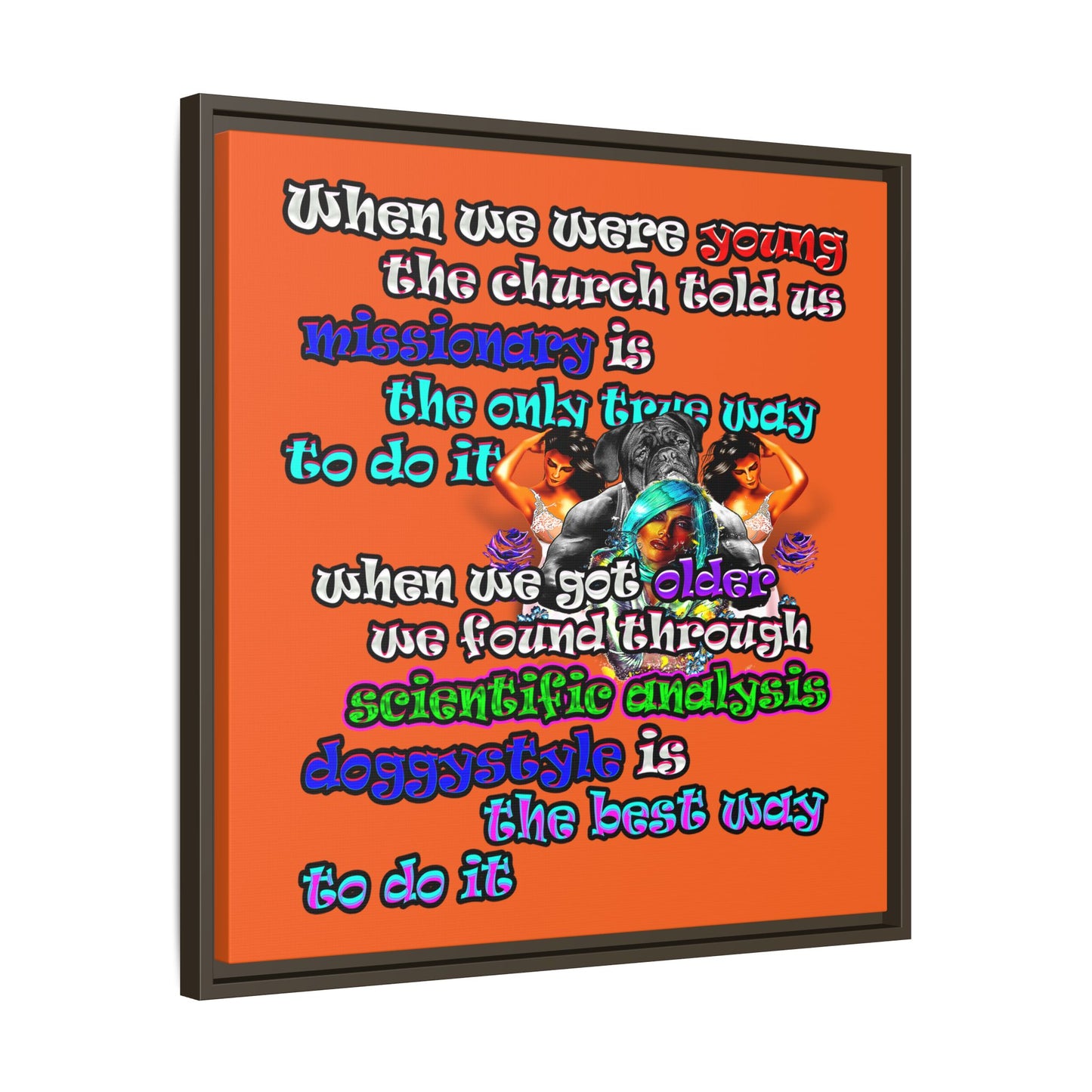 doggystyle - framed canvas art (orange)