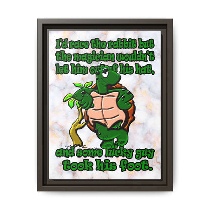 turtle race - framed canvas art (white marble)