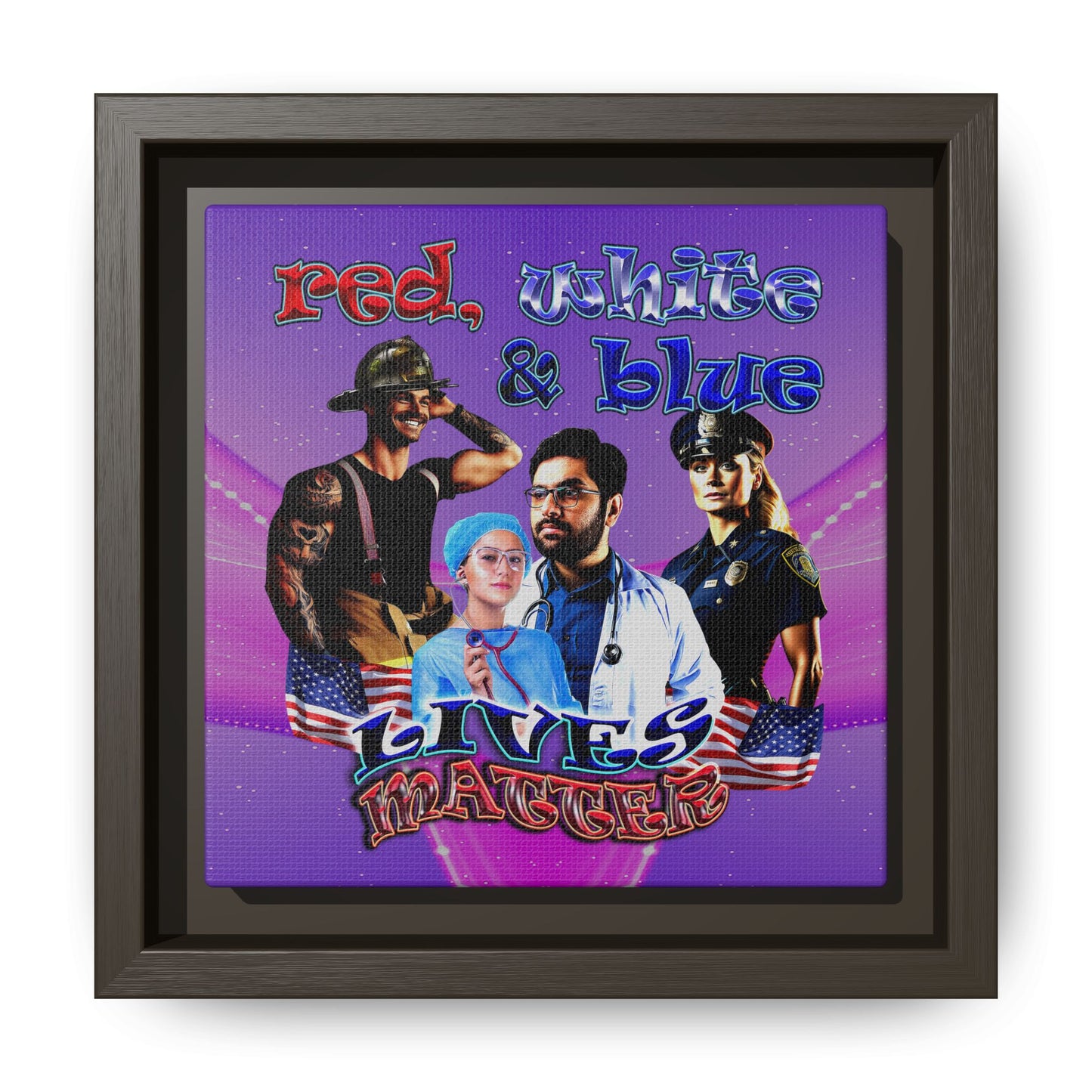 rw&b lives matter - framed canvas art (purple-pink wave)