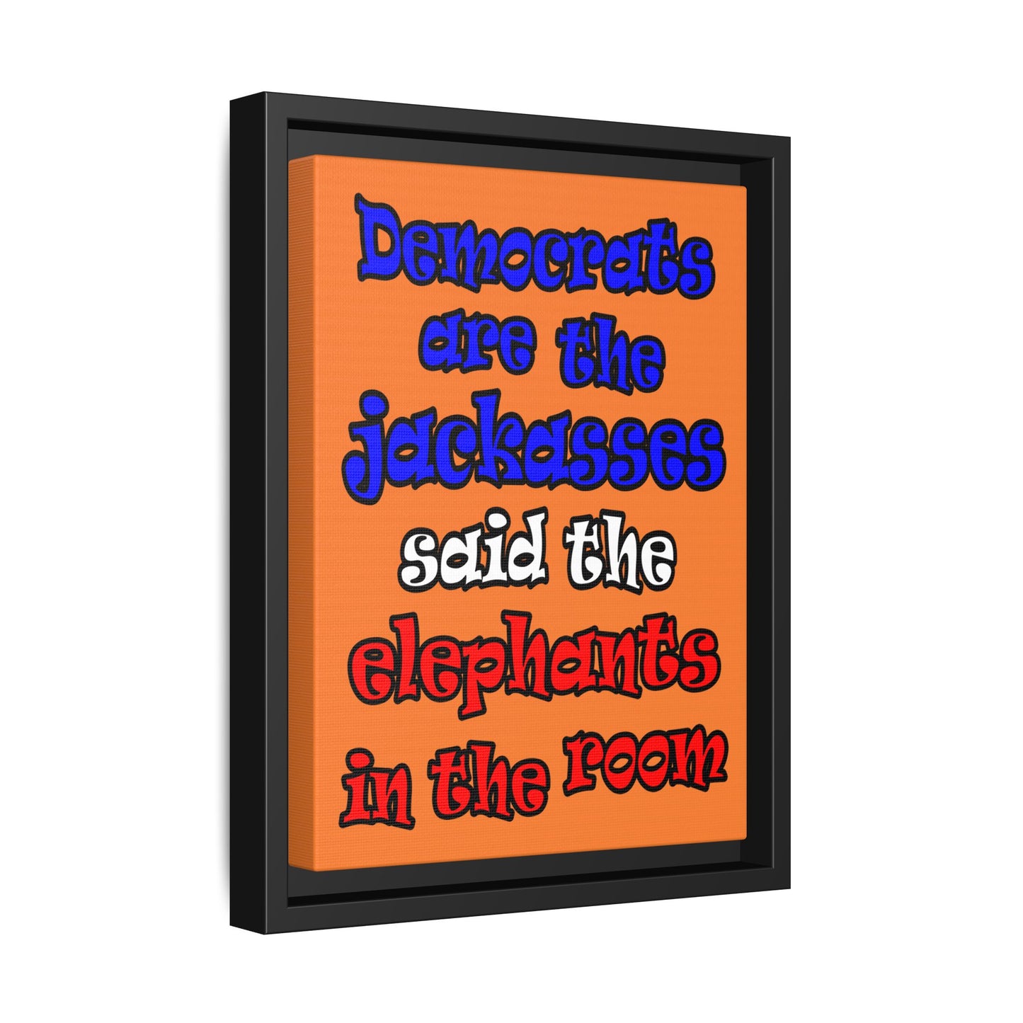 donkeys and elephants - framed canvas art (crusta)