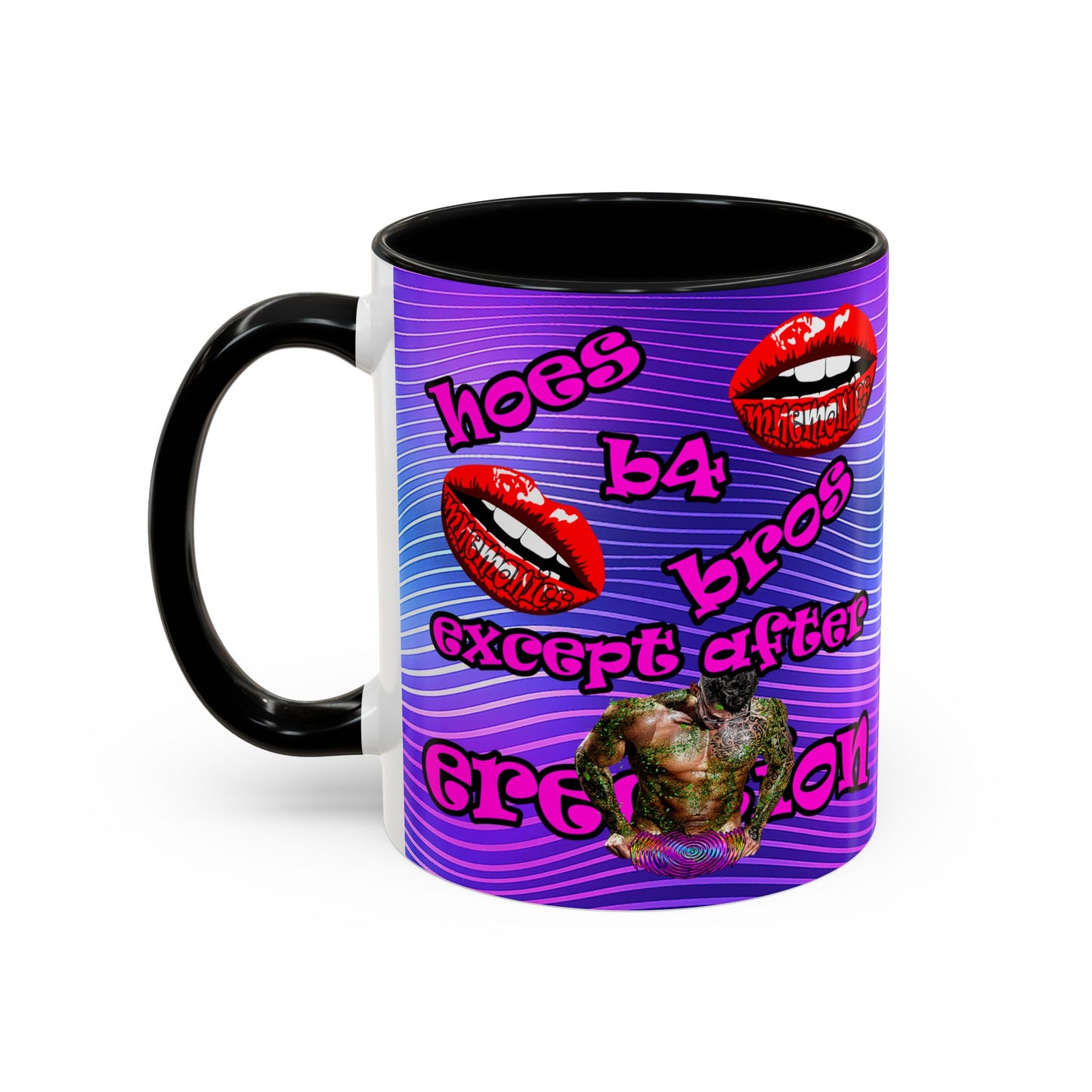 hoes b4 bros - Accent Mug (purple wave)