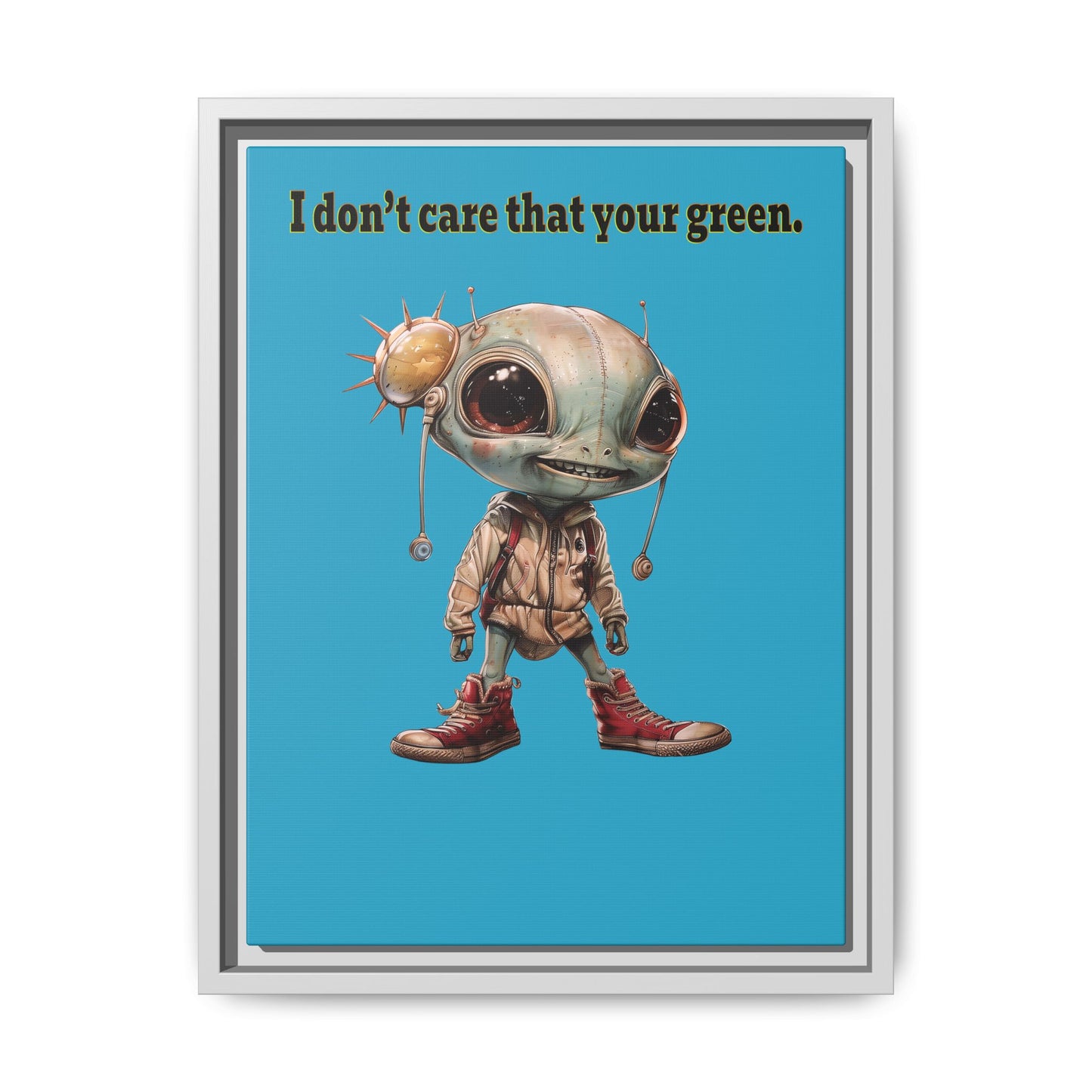 I don't care that your green - framed canvas art (turquoise)