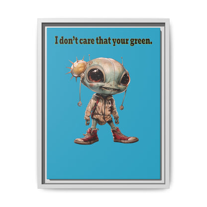 I don't care that your green - framed canvas art (turquoise)