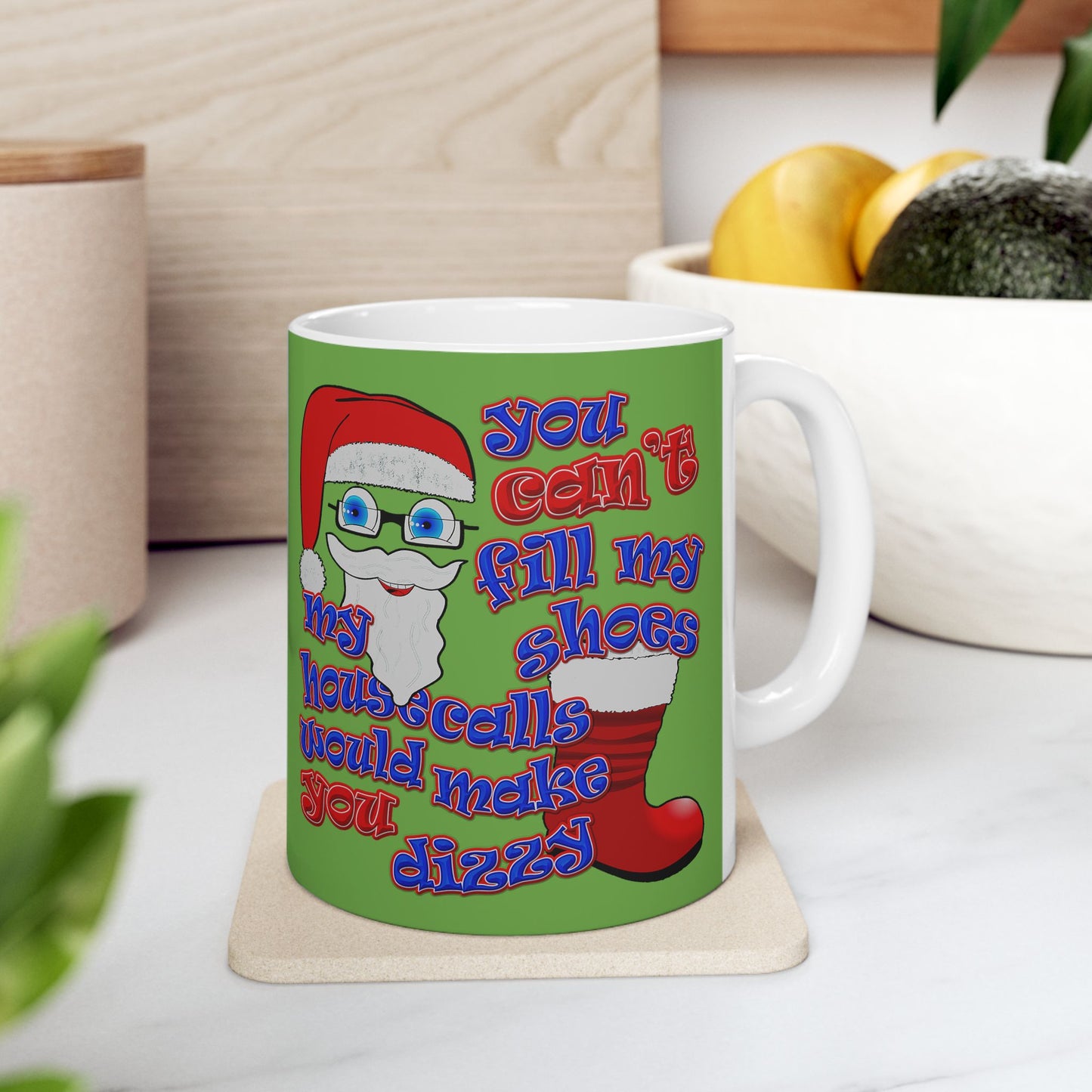 santa's shoes - White Mug (green)