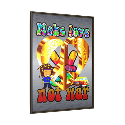 love peace - framed canvas art (brushed nickel)
