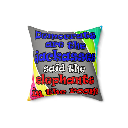 donkeys and elephants - Faux Suede Square Pillow - (rainbow split)