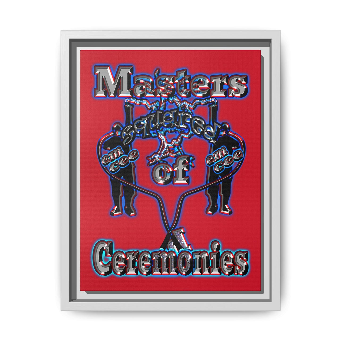 em cee squared - framed canvas art (dark red)