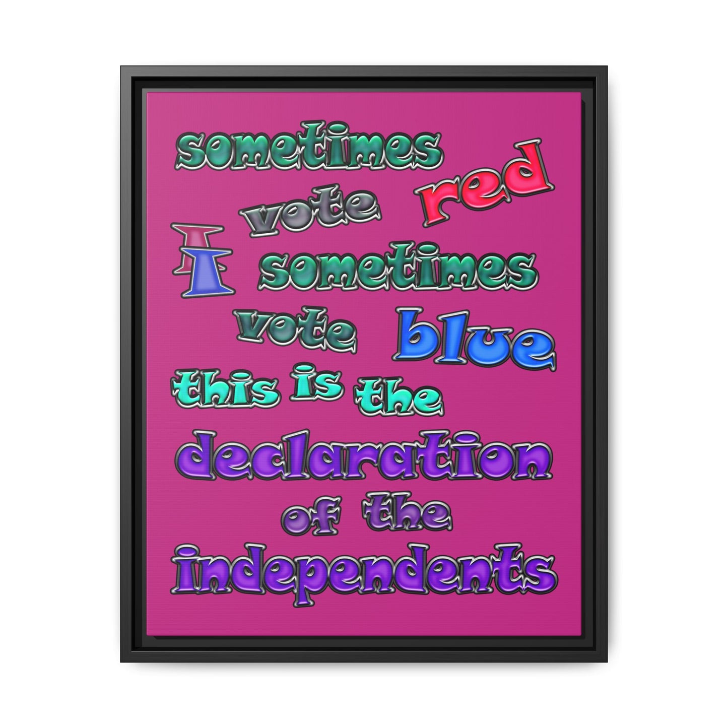declaration of the independents - framed canvas art (pink)