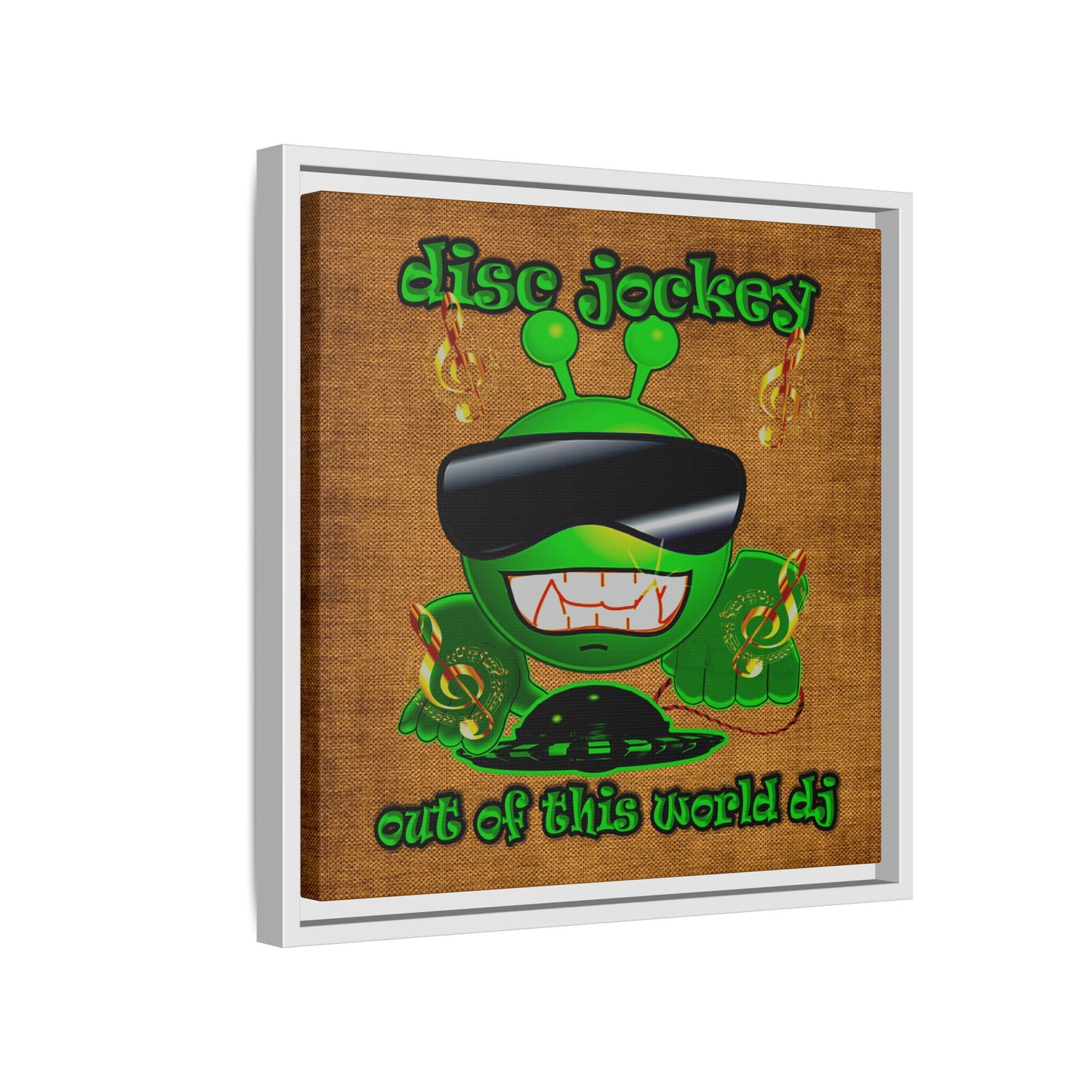 disc jockey - framed canvas art (brown papyrus)