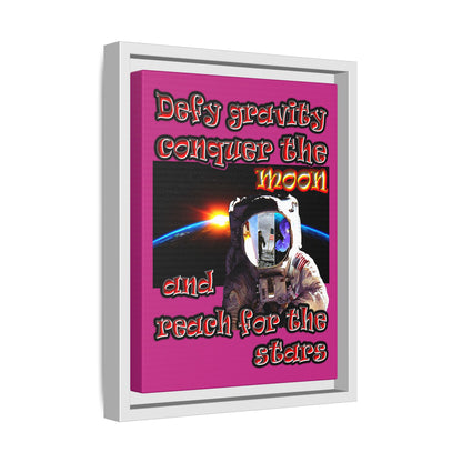 defy conquer reach - framed canvas art (pink)