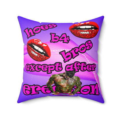hoes b4 bros - Faux Suede Square Pillow - (purple-pink wave)