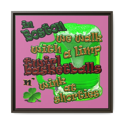 celtics logo - framed canvas art (light pink)