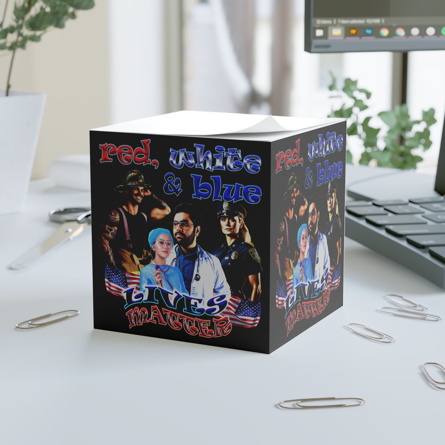 rw&b lives matter - note cube (black)