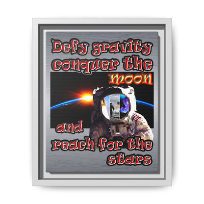 defy conquer reach - framed canvas art (brushed nickel)