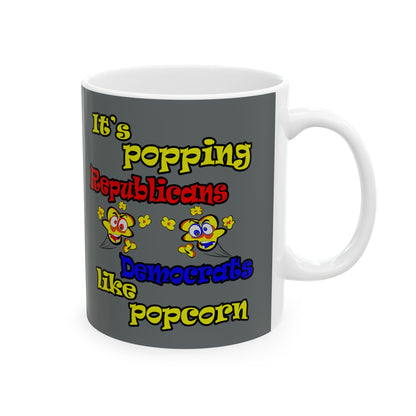 popping like popcorn - White Mug (dark grey)
