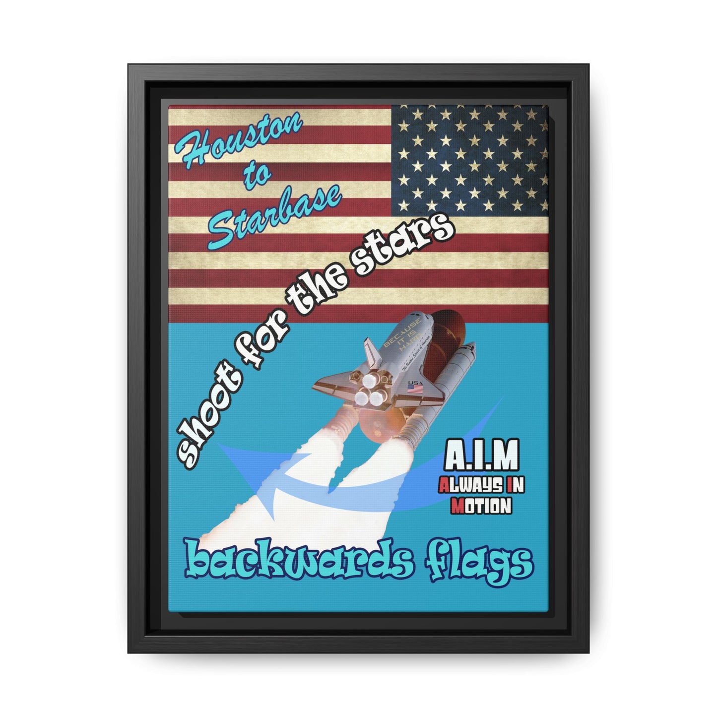 shoot for the stars - framed canvas art (turquoise)