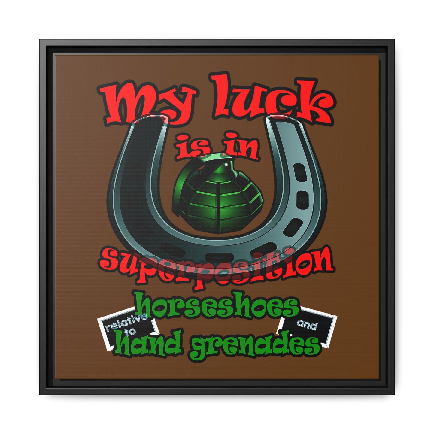 my luck - framed canvas art (brown)
