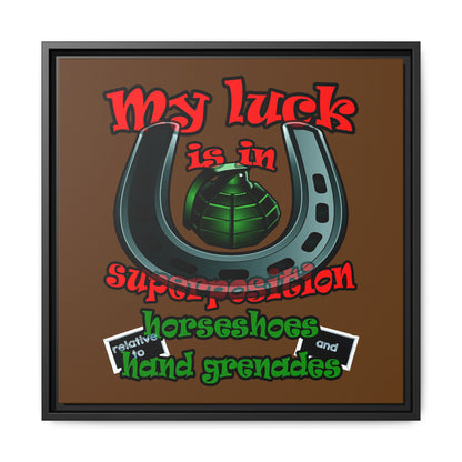 my luck - framed canvas art (brown)