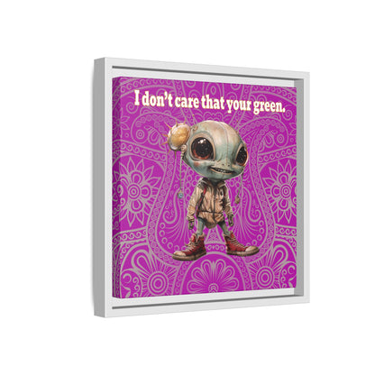 I don't care that your green - framed canvas art (pink swirl)