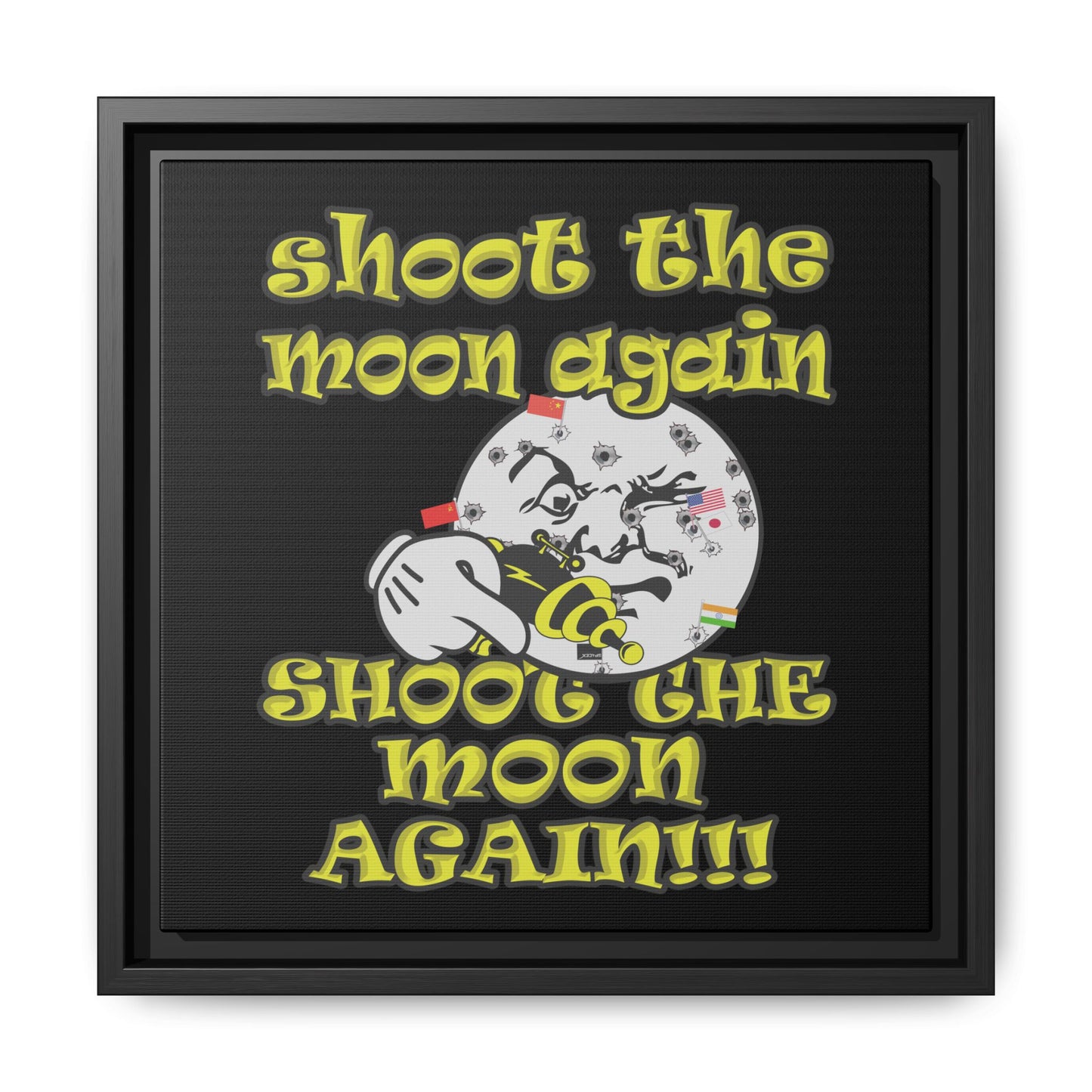 shoot the moon again - framed canvas art (black)