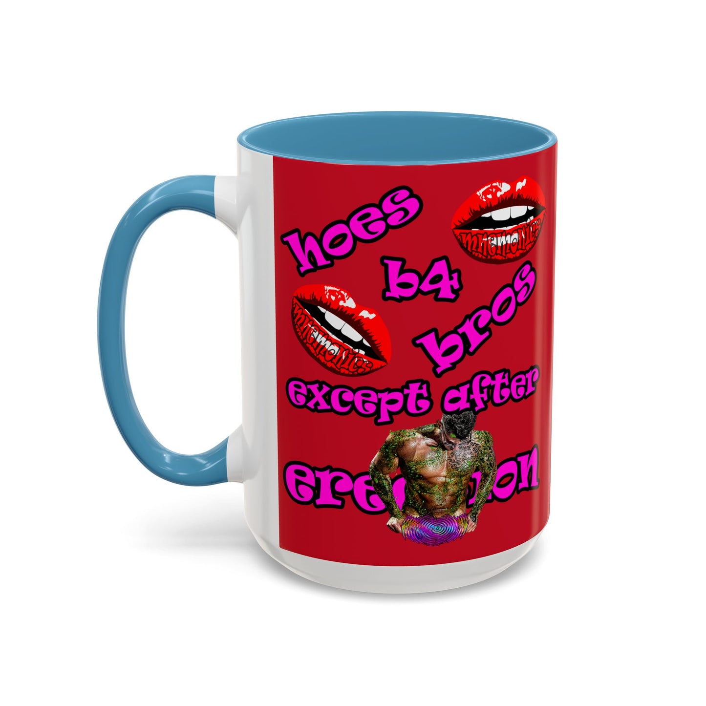 hoes b4 bros - Accent Mug (dark red)