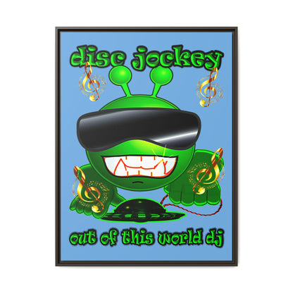 disc jockey - framed canvas art (light blue)