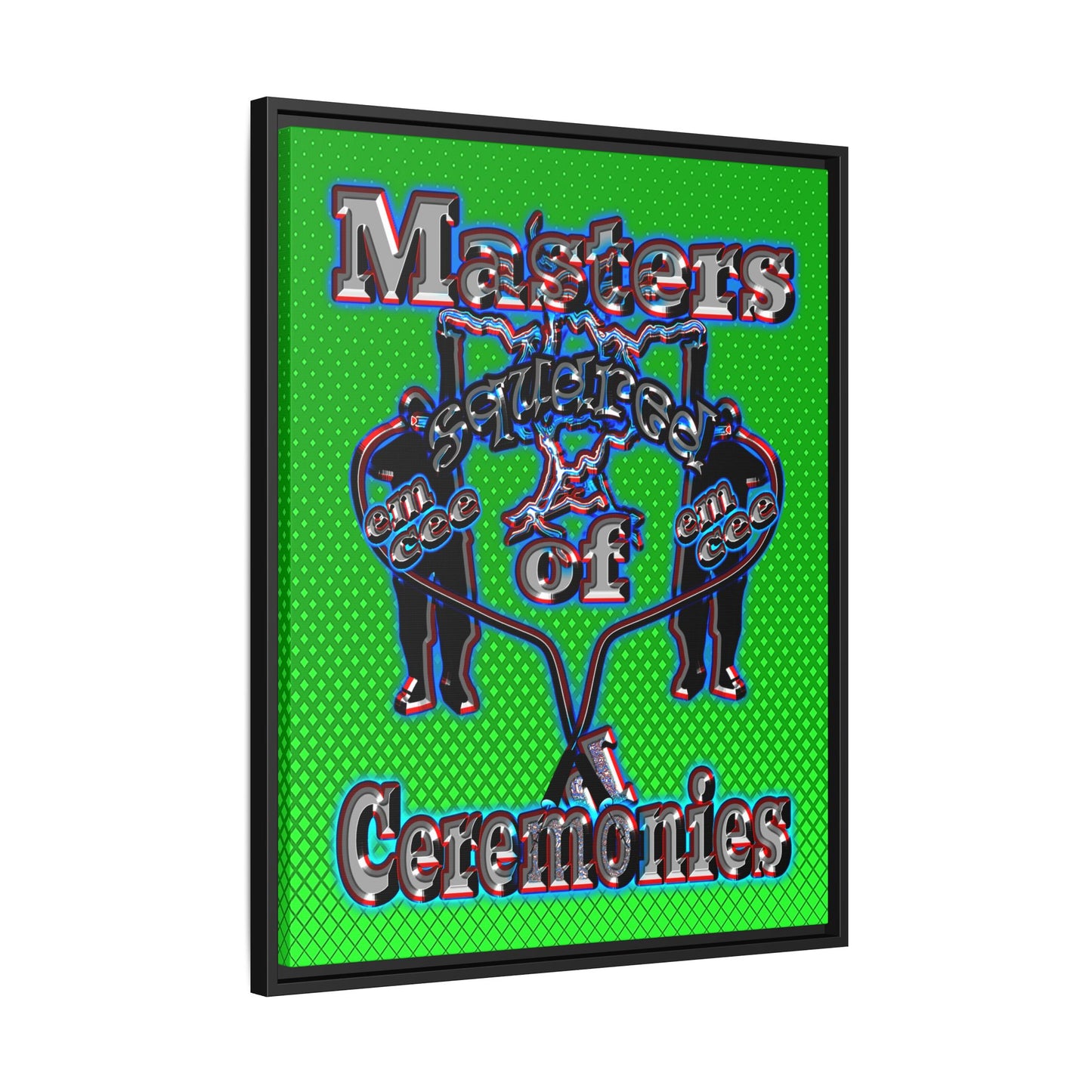 em cee squared - framed canvas art (logo green)