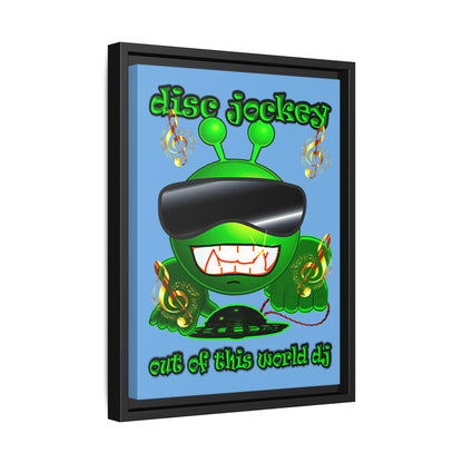 disc jockey - framed canvas art (light blue)