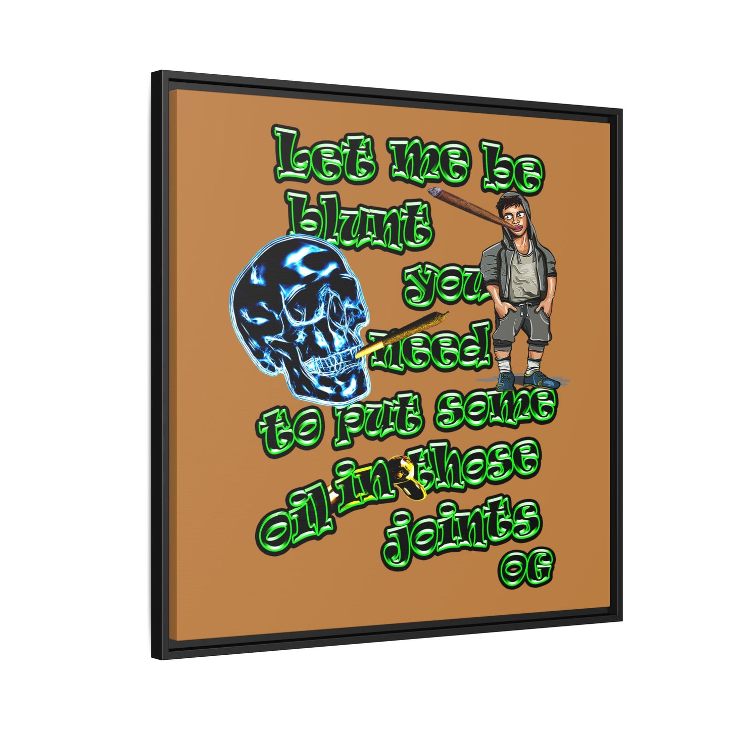 og - framed canvas art (light brown)
