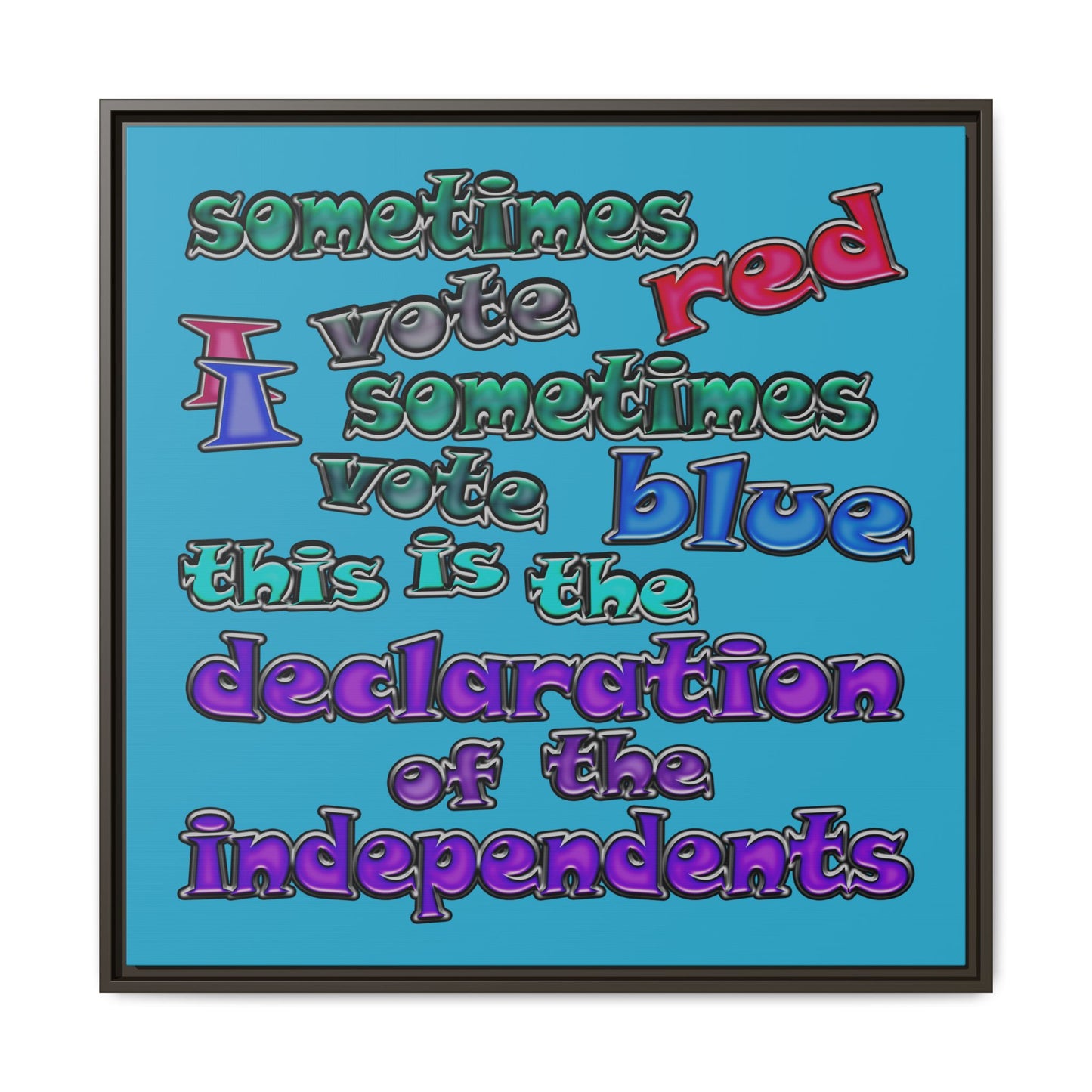 declaration of the independents - framed canvas art (turquoise)