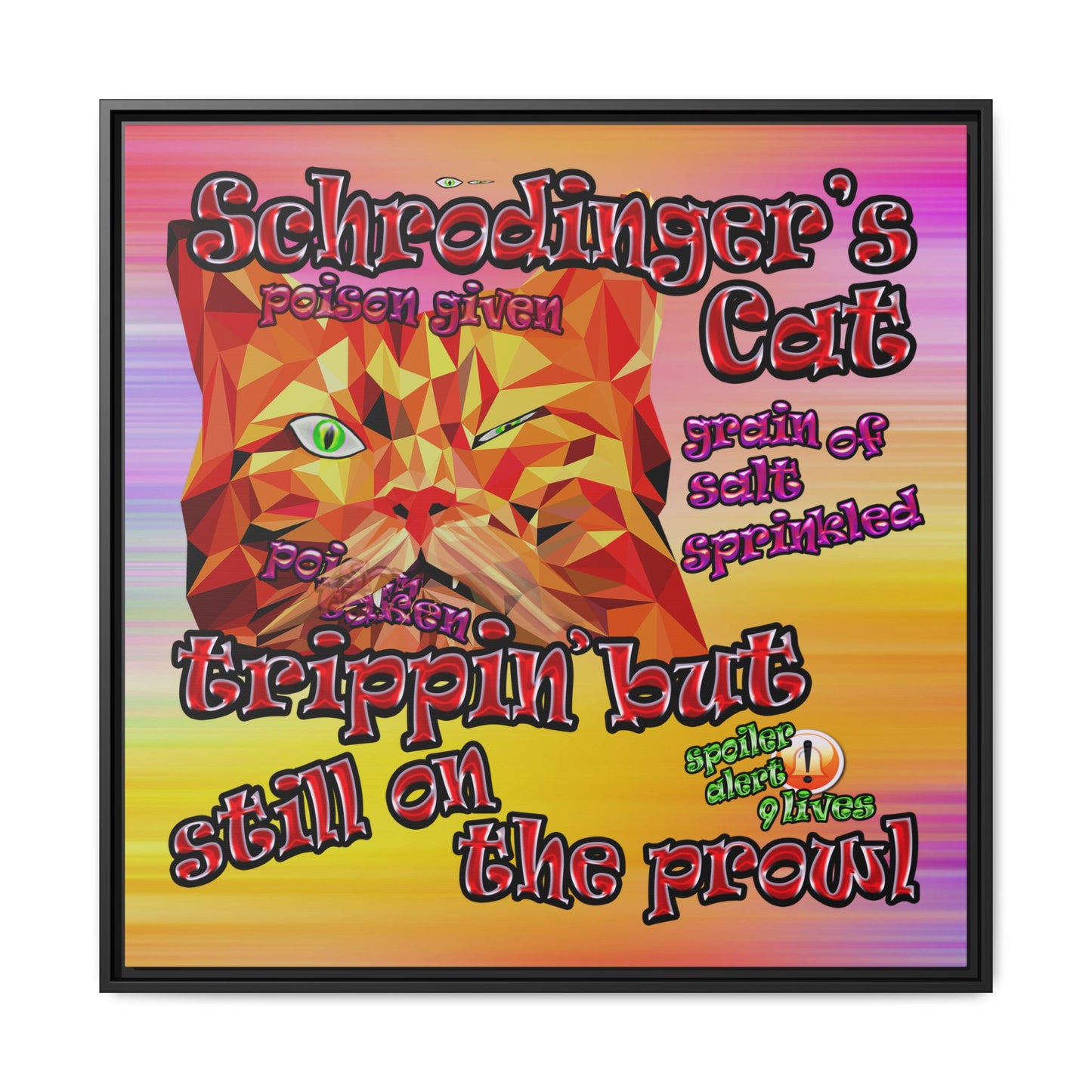 schrodinger's cat - framed canvas art (color blur)
