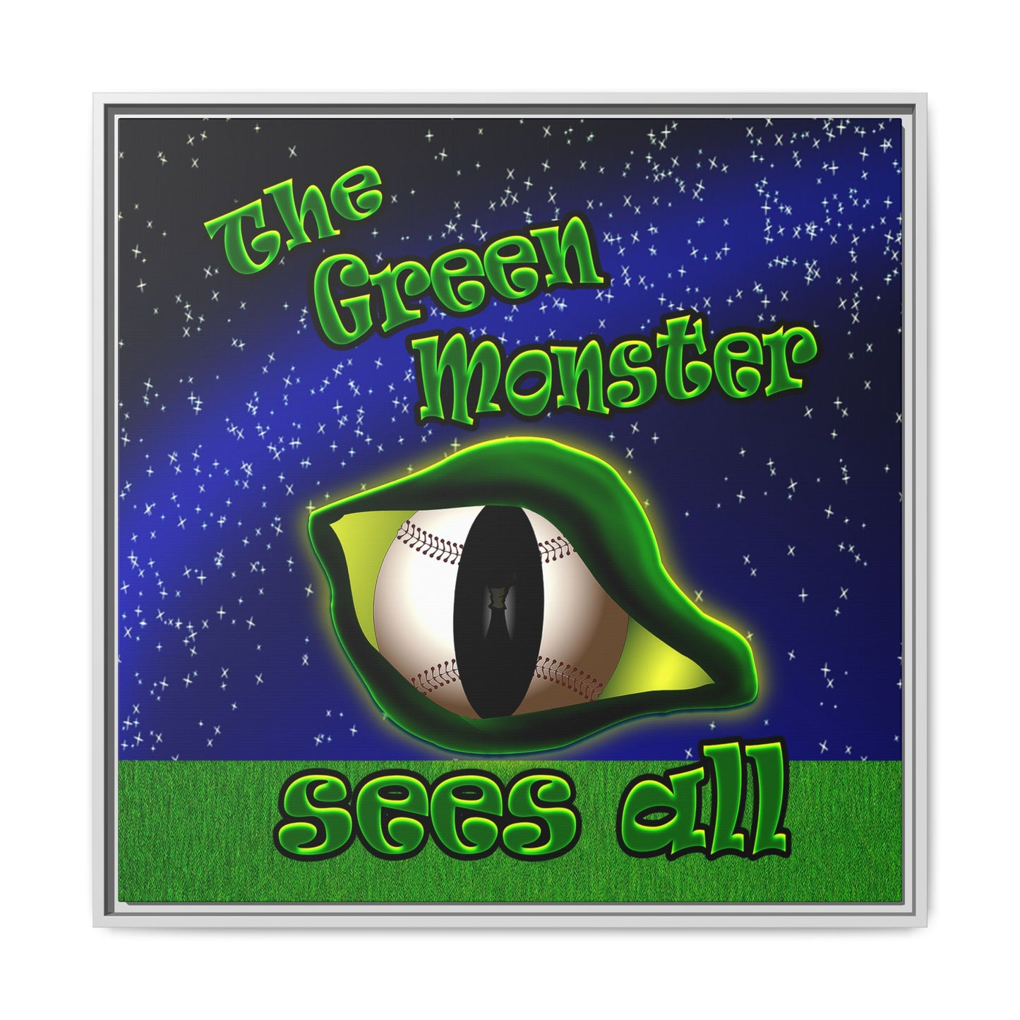 green monster - framed canvas art ('snoops' background)