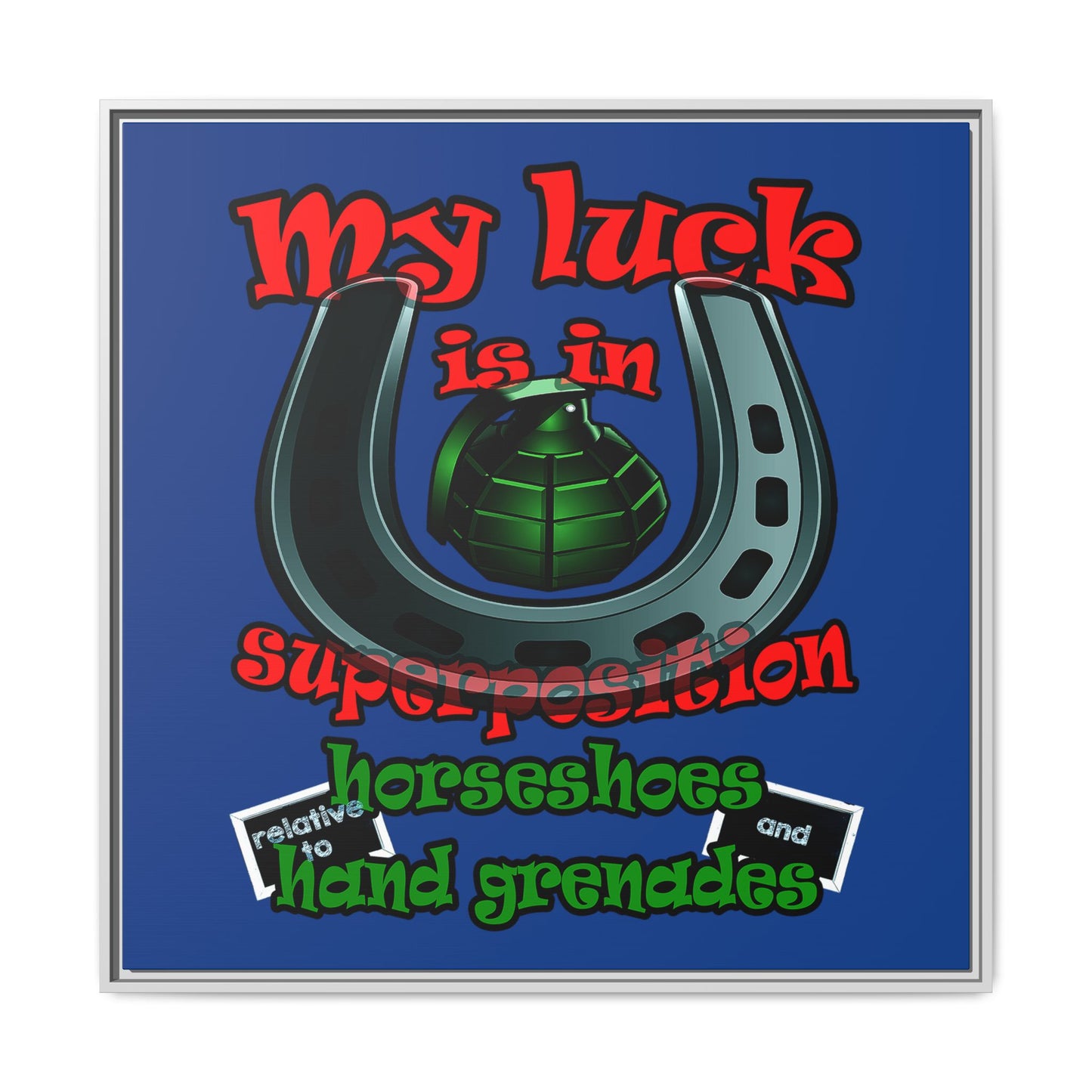 my luck - framed canvas art (dark blue)