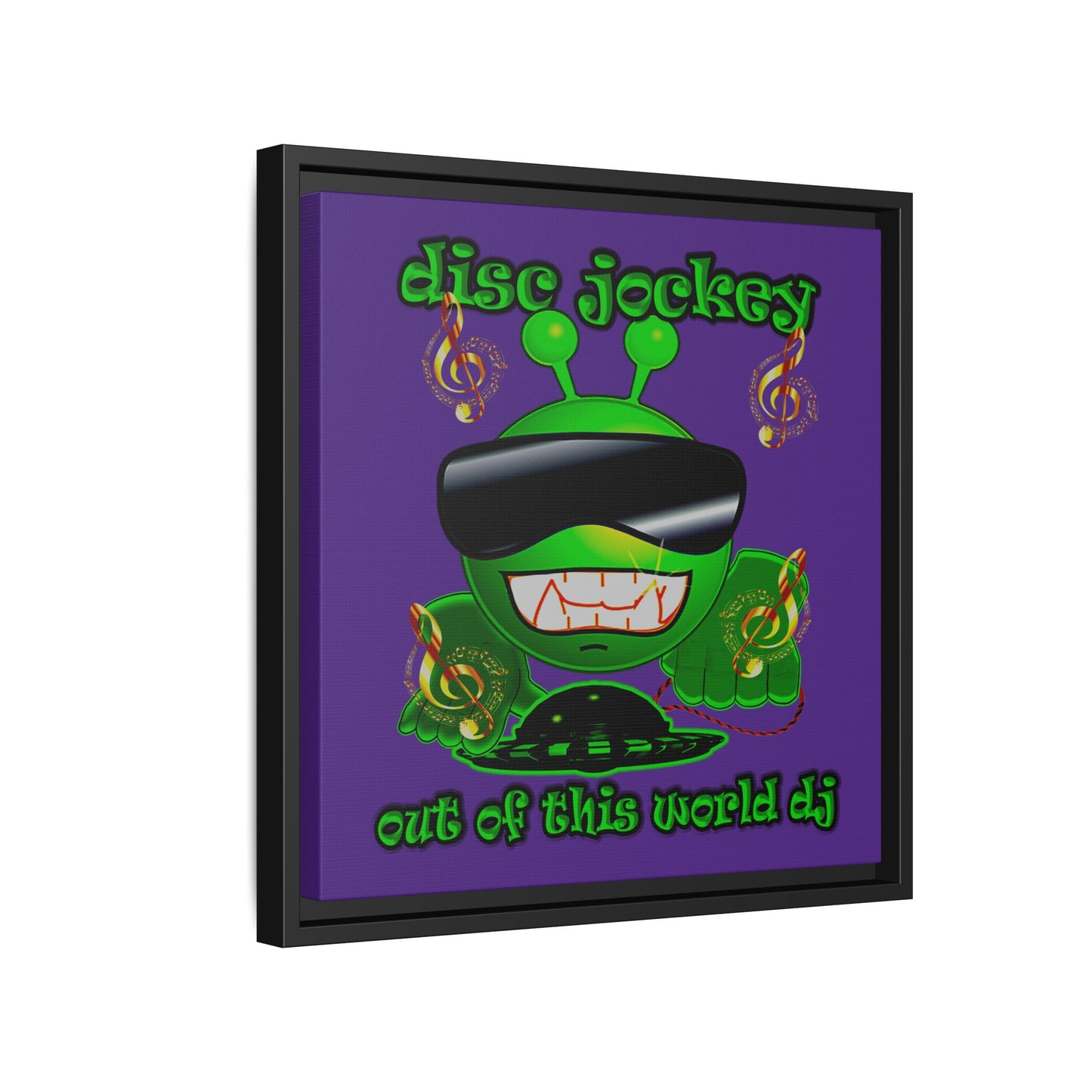 disc jockey - framed canvas art (purple)