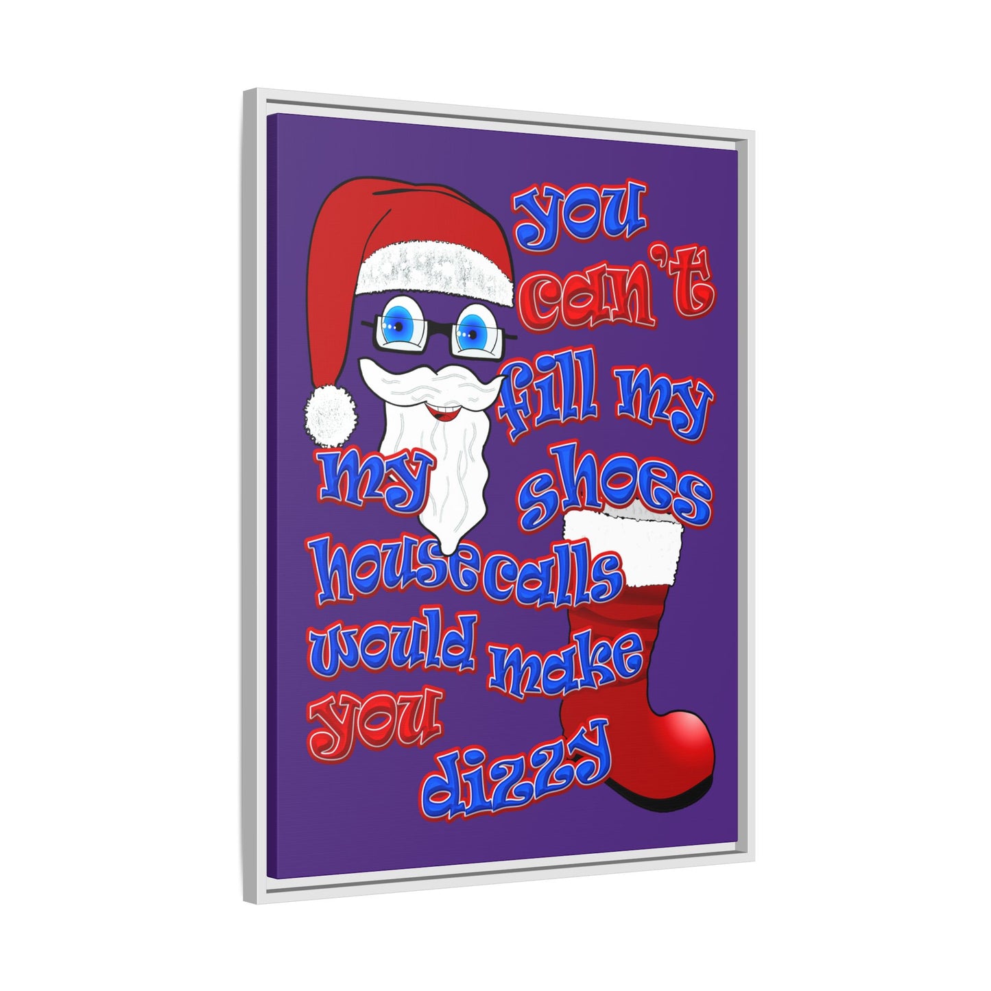 santa's shoes - framed canvas art (purple)