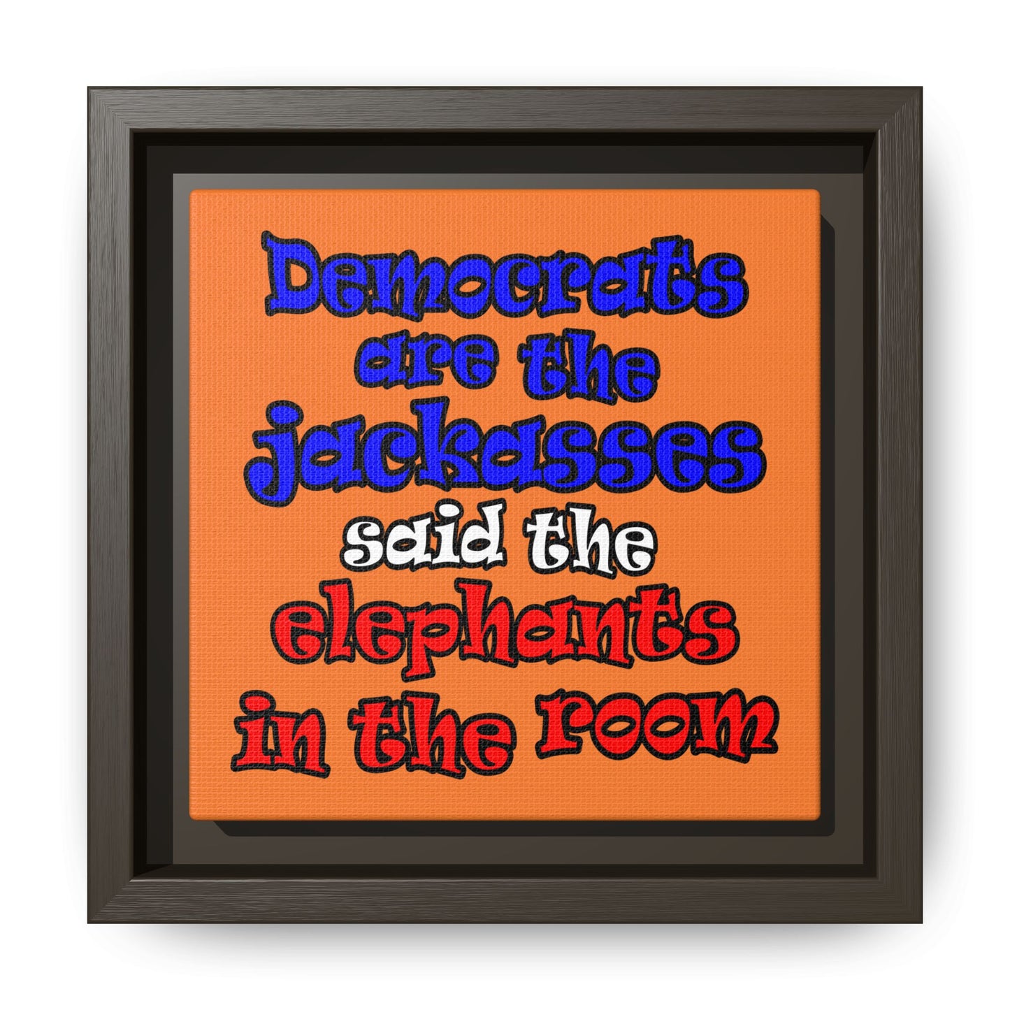 donkeys and elephants - framed canvas art (crusta)
