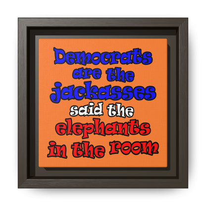 donkeys and elephants - framed canvas art (crusta)