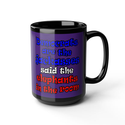 donkeys and elephants - Black Mug (purple)