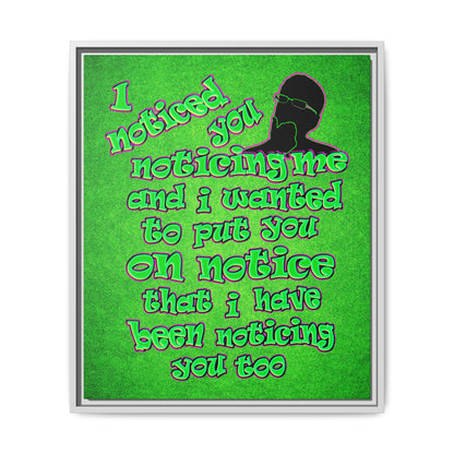 noticed you noticing - framed canvas art (green turf)