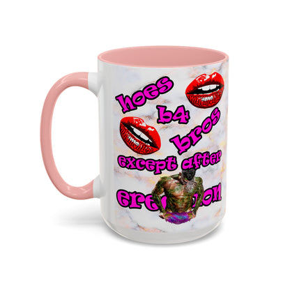 hoes b4 bros - Accent Mug (white marble)