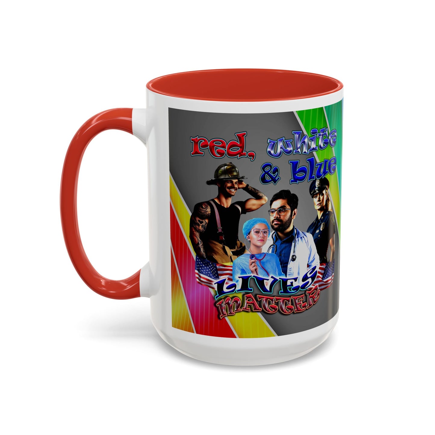 rw&b lives matter - Accent Mug (rainbow split)