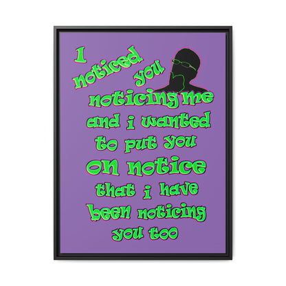 noticed you noticing - framed canvas art (light purple)