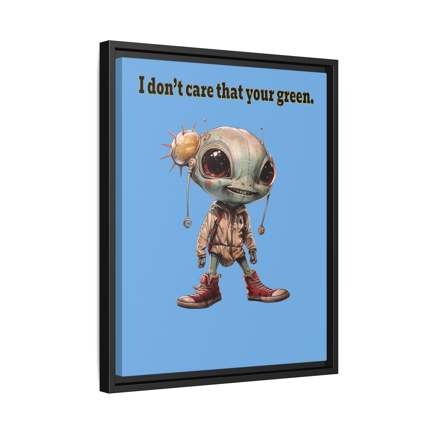 I don't care that your green - framed canvas art (light blue)