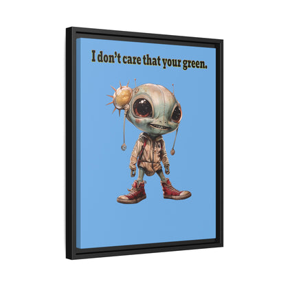 I don't care that your green - framed canvas art (light blue)
