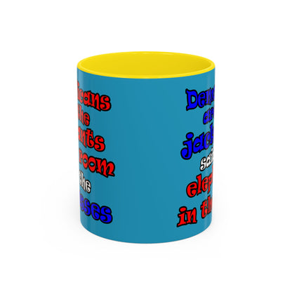 donkeys and elephants - Accent Mug (turquoise)