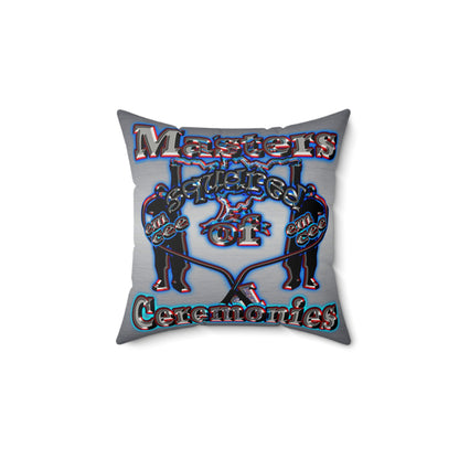 em cee squared - Faux Suede Square Pillow - (brushed nickel)