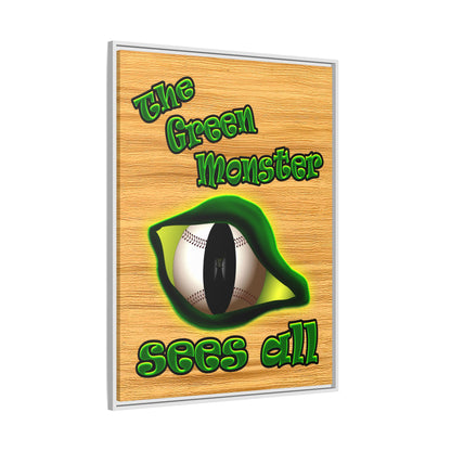 green monster - framed canvas art (butterscotch wood finish)