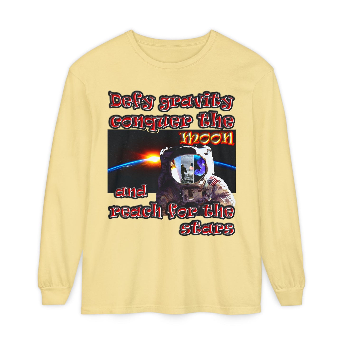 defy conquer reach - Unisex Garment-dyed Long Sleeve T-Shirt